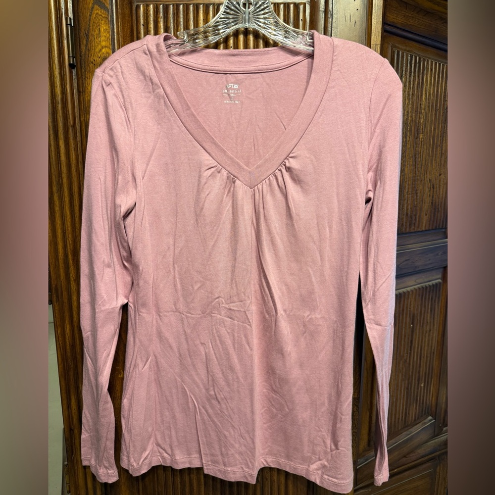 Apt. 9 Mauve Long Sleeve V-Neck Top